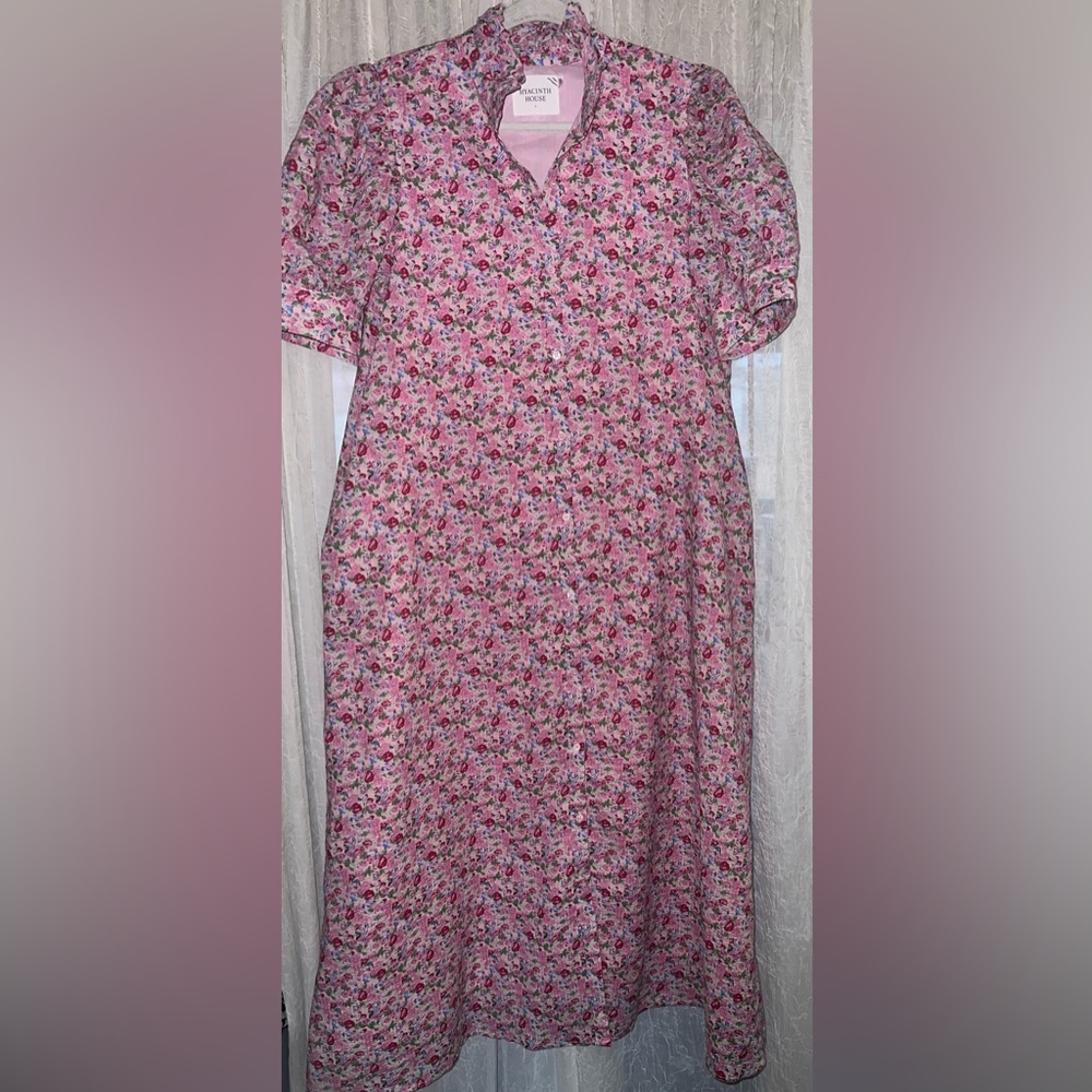 Women's Pink Floral Button-Front Midi Dress - Picture 7 of 11